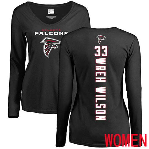 Atlanta Falcons Black Women Blidi Wreh-Wilson Backer NFL Football #33 Long Sleeve T Shirt->nfl t-shirts->Sports Accessory